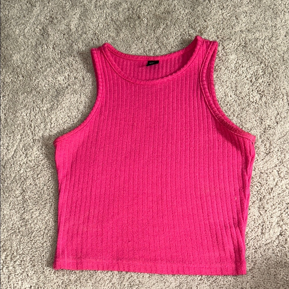 Pink Sleeveless Ribbed Top